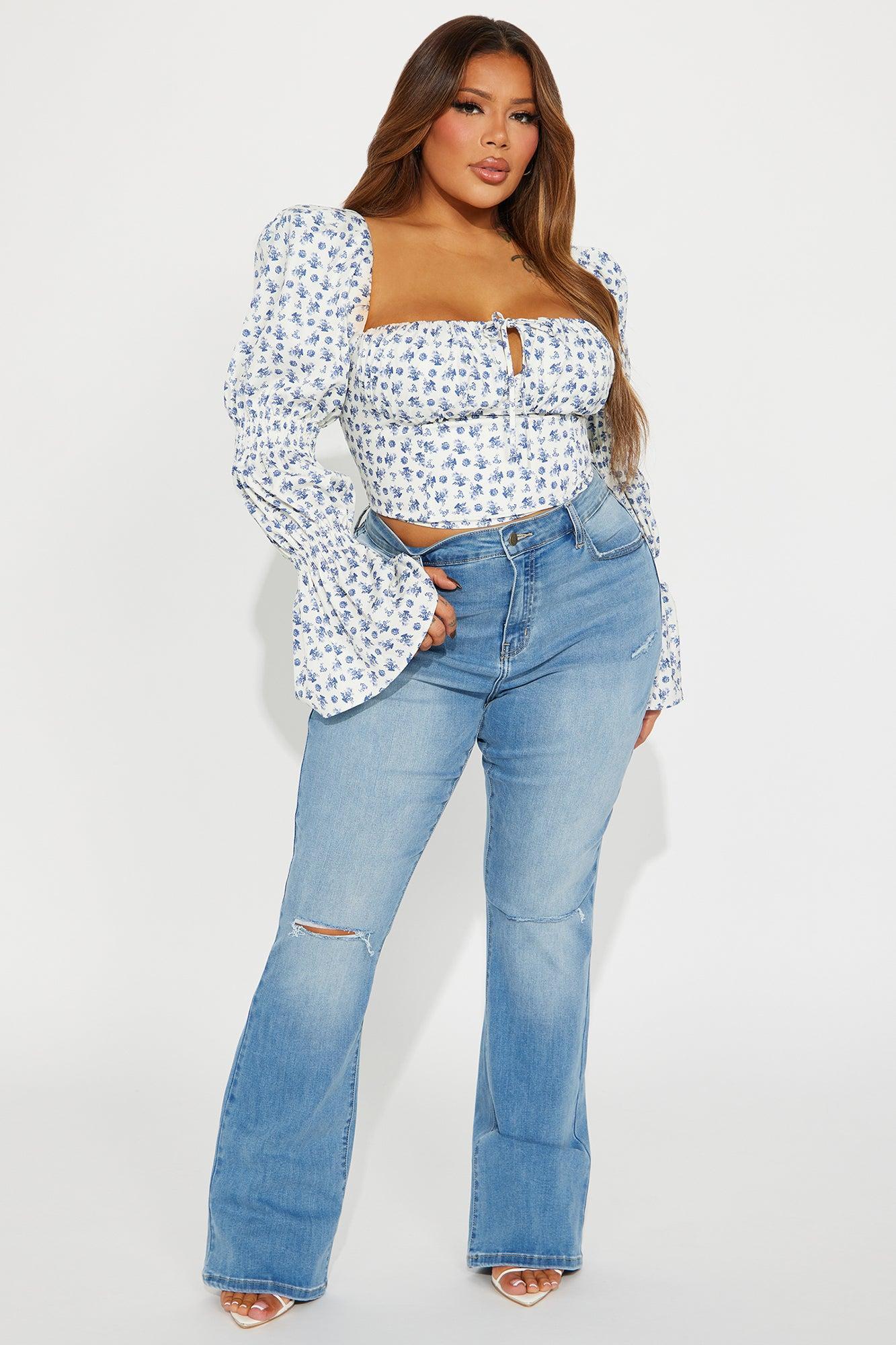 Pleasure Seeker Soft Stretch Flare Jeans - Medium Wash Product Image