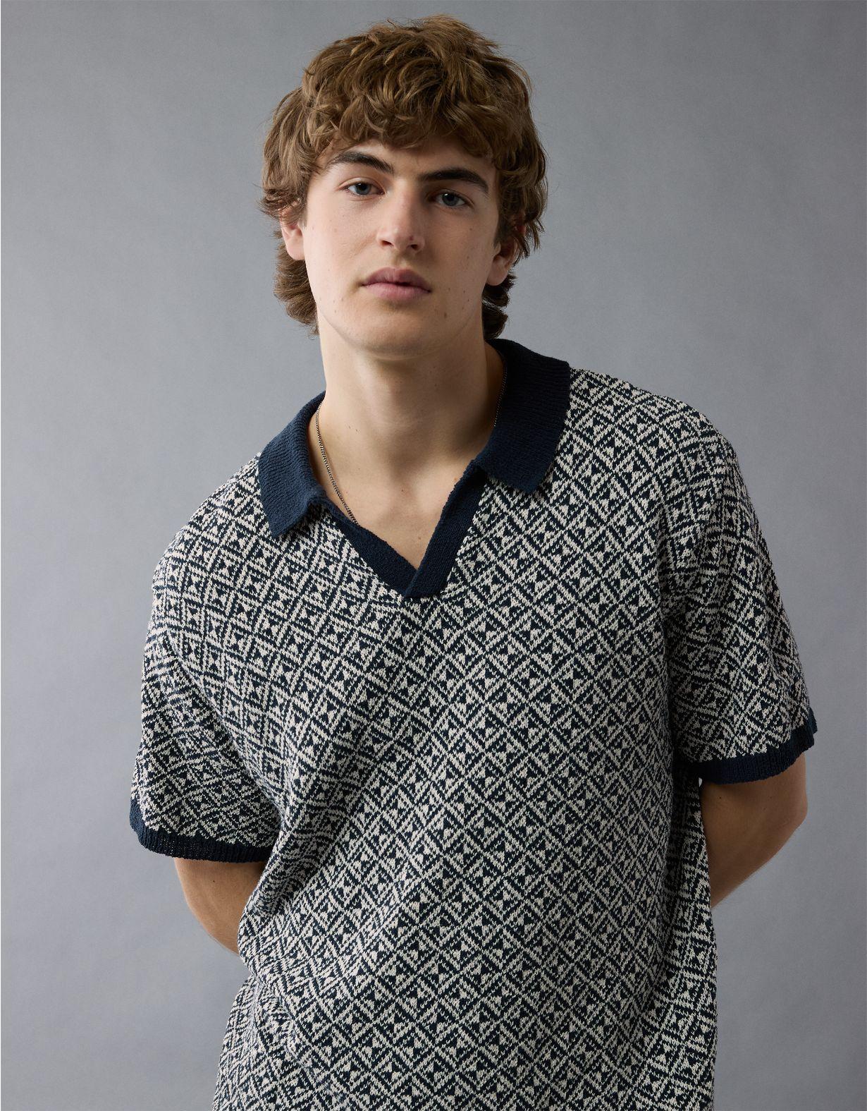 AE Weekend Printed Sweater Polo Shirt Product Image