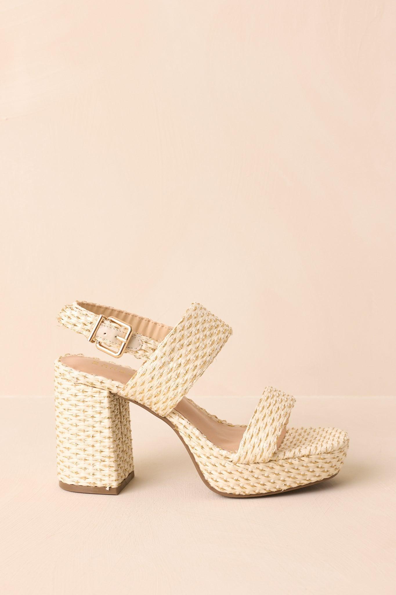 Nobody Else Natural & Gold Espadrille High Heel Platform Sandals Product Image