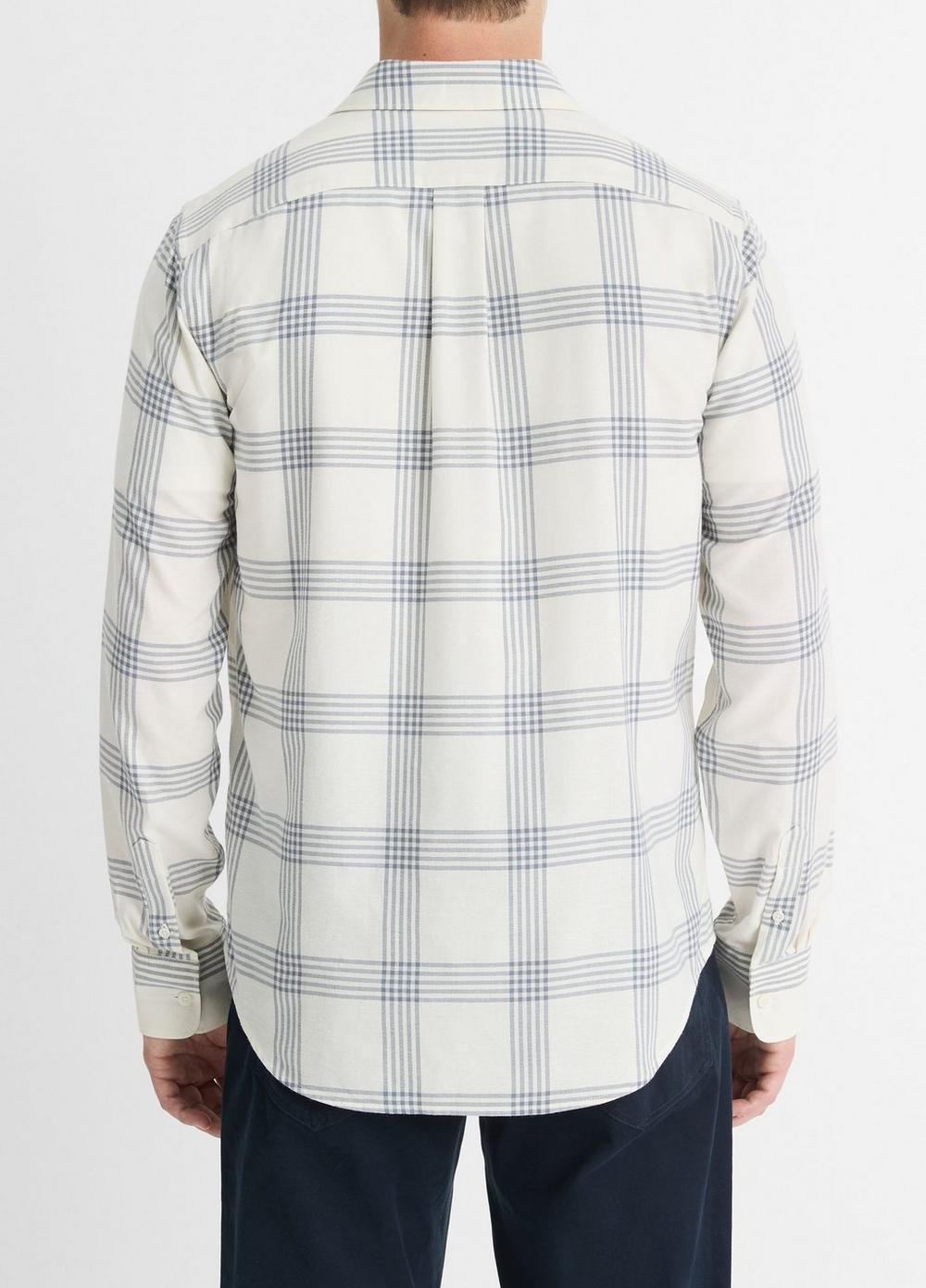 Mens West Coast Plaid Cotton Long-Sleeve Shirt, Classic Cream/evening Mist, Size XXL Vince Product Image