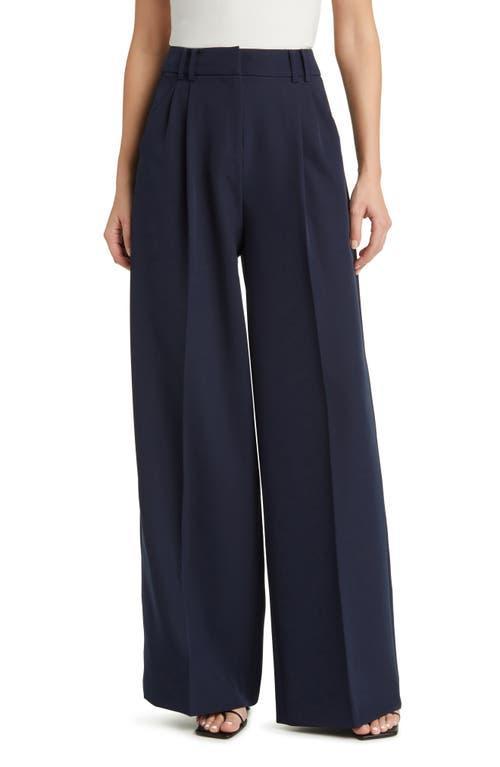 Womens Eliza Pleated Twill Wide-Leg Pants Product Image