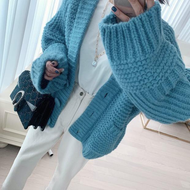 Button-Up Plain Cardigan Product Image