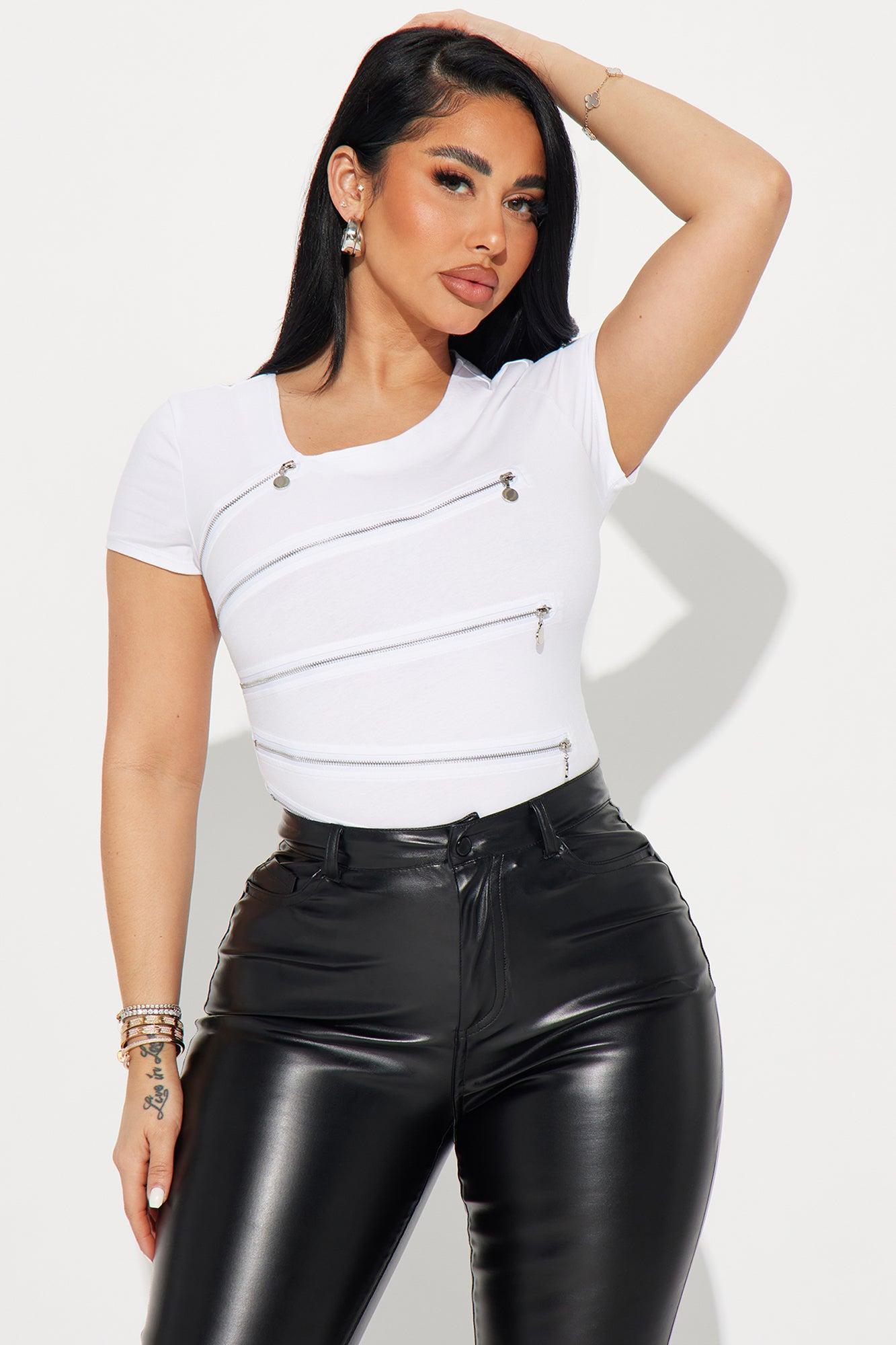 Unveiling Secrets Zipper Bodysuit - White Product Image