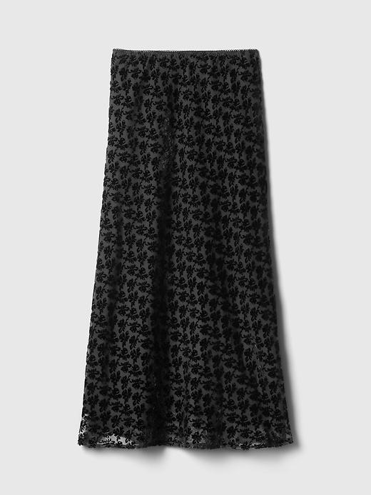 Burnout Velvet Midi Skirt Product Image