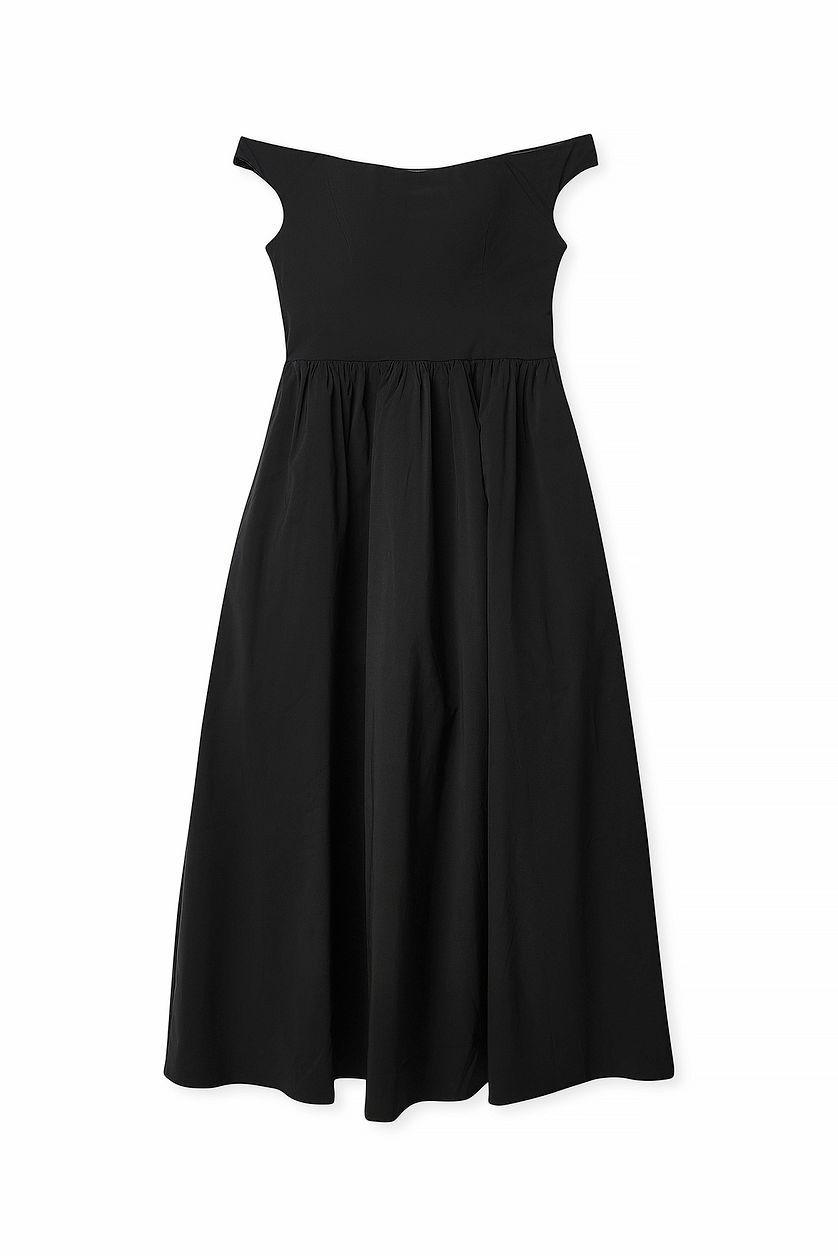 Woven Bare Shoulder Midi Dress Product Image