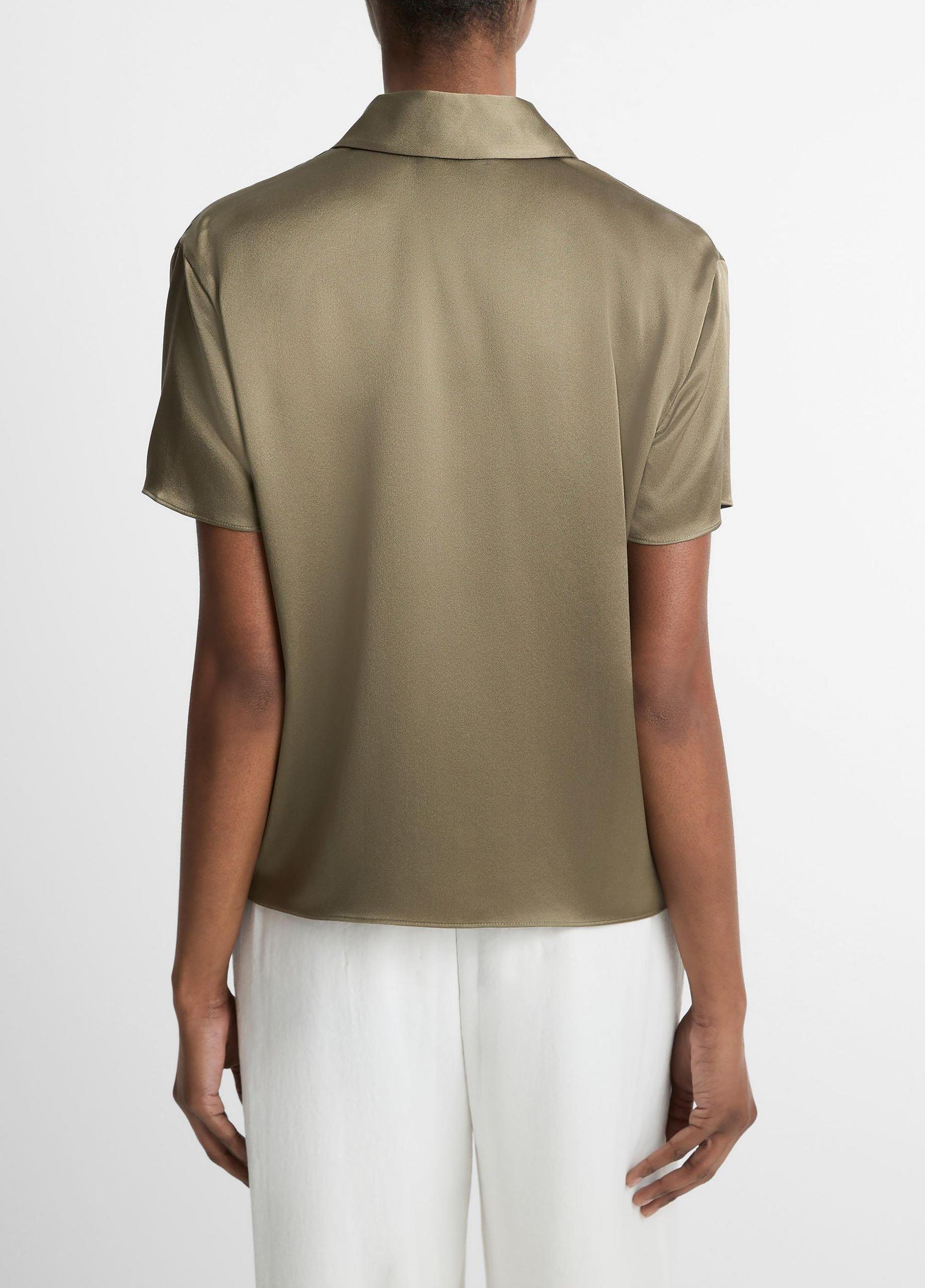 Womens Silk Short-Sleeve Polo Top Product Image