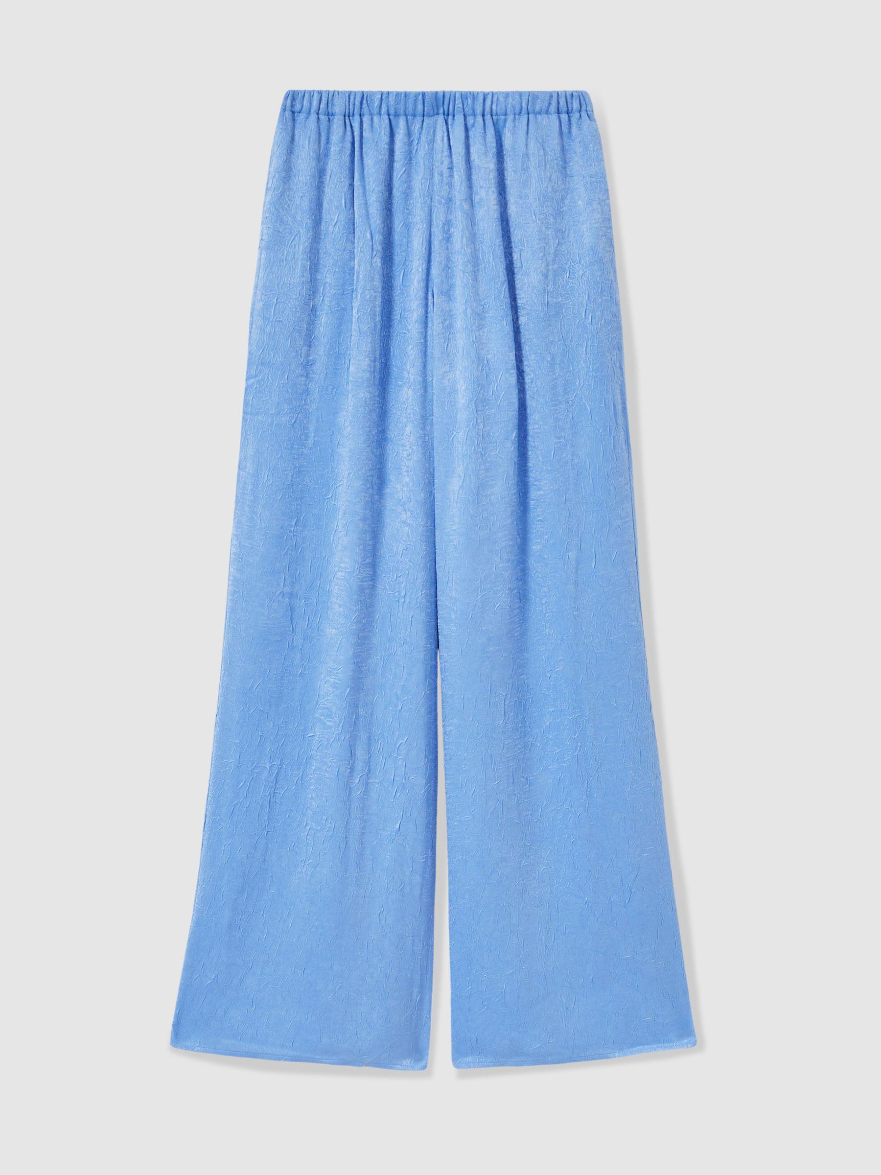Crinkle-Satin Wide-Leg Trousers in Periwinkle Product Image