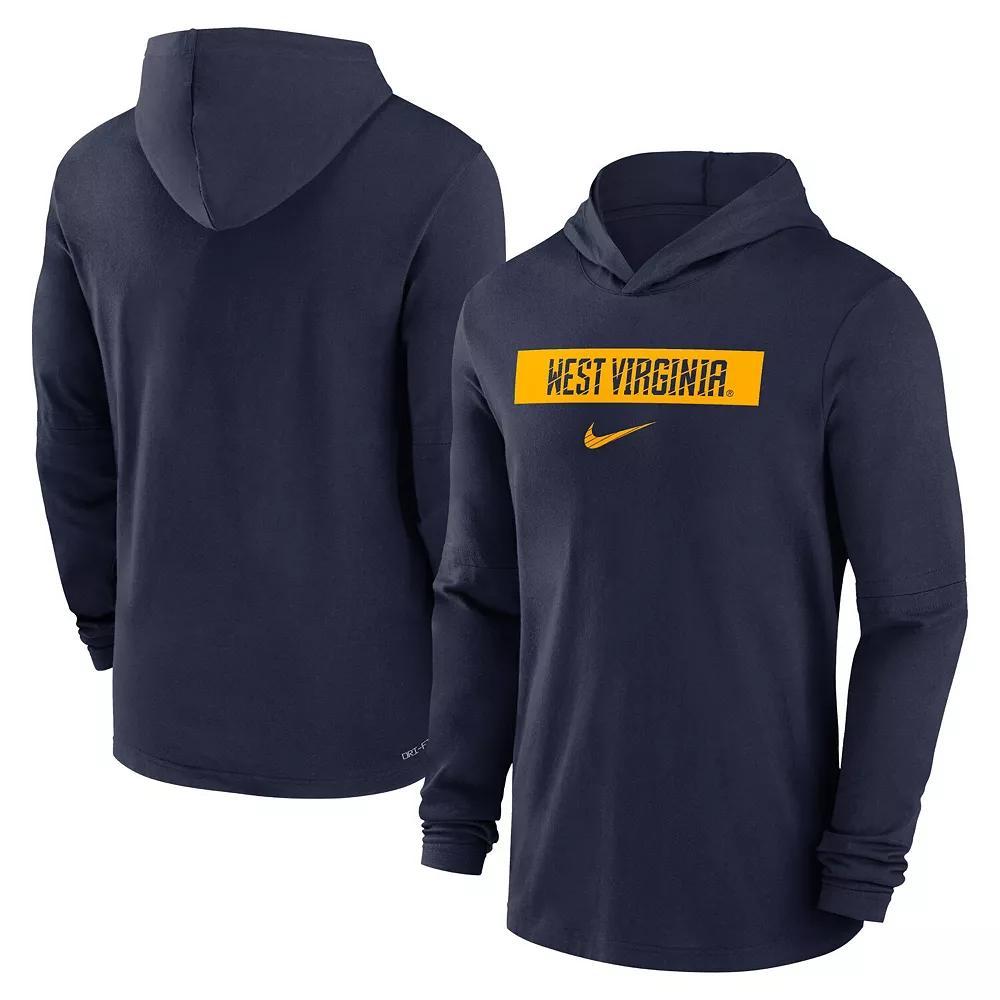 Men's Nike Navy West Virginia Mountaineers 2024 Sideline Hoodie Performance Long Sleeve T-Shirt, Size: Large, Blue Product Image