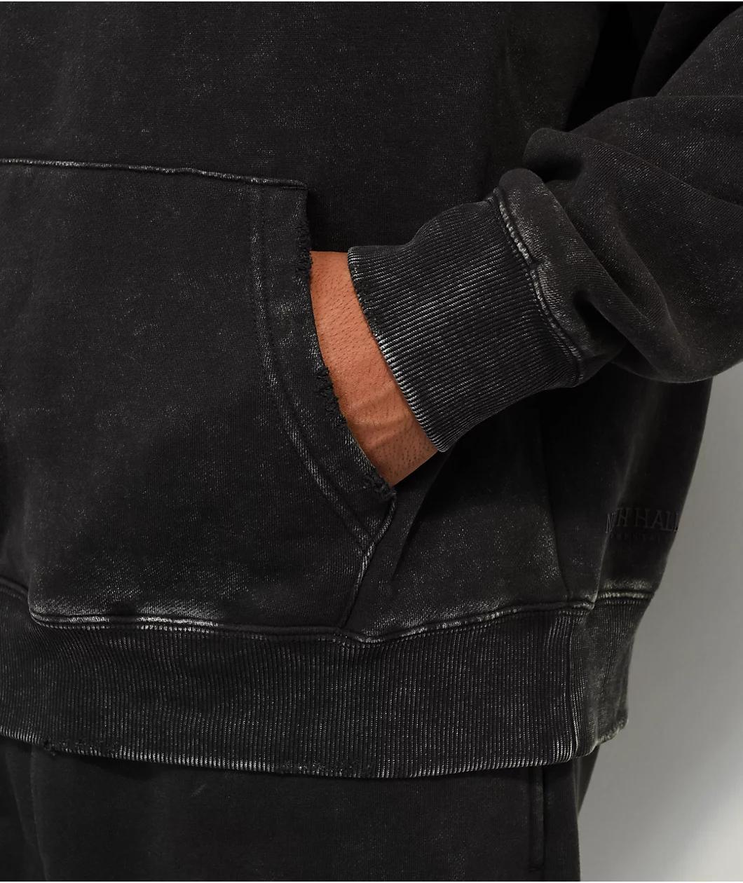 Ninth Hall Fundamentals Distressed Black Boxy Hoodie Product Image