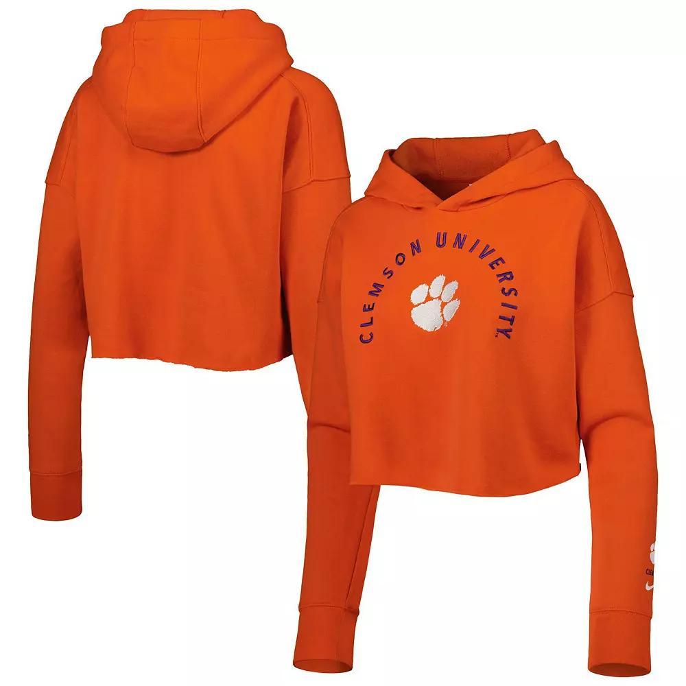 Women's Nike Orange Clemson Tigers 2-Hit Cropped Pullover Hoodie, Size: 2XL Product Image