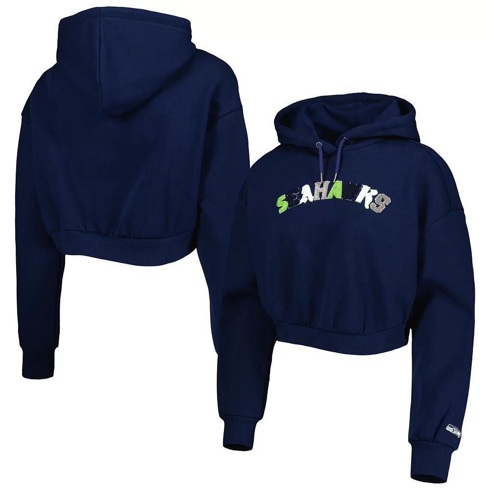 Womens The Wild Collective College Seattle Seahawks Cropped Pullover Hoodie Blue Product Image