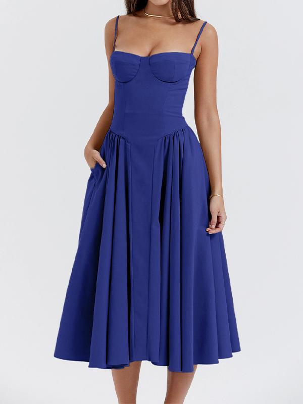 Vintage Solid Cami Midi Dress Product Image