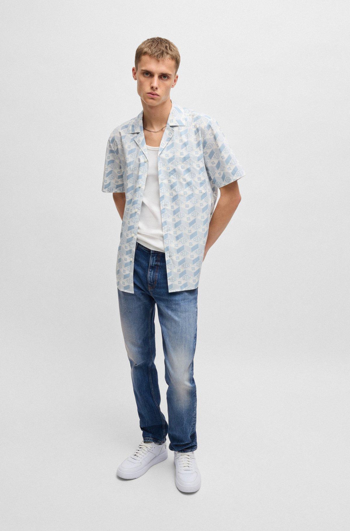 Slim-fit jeans in dark-blue comfort-stretch denim Product Image