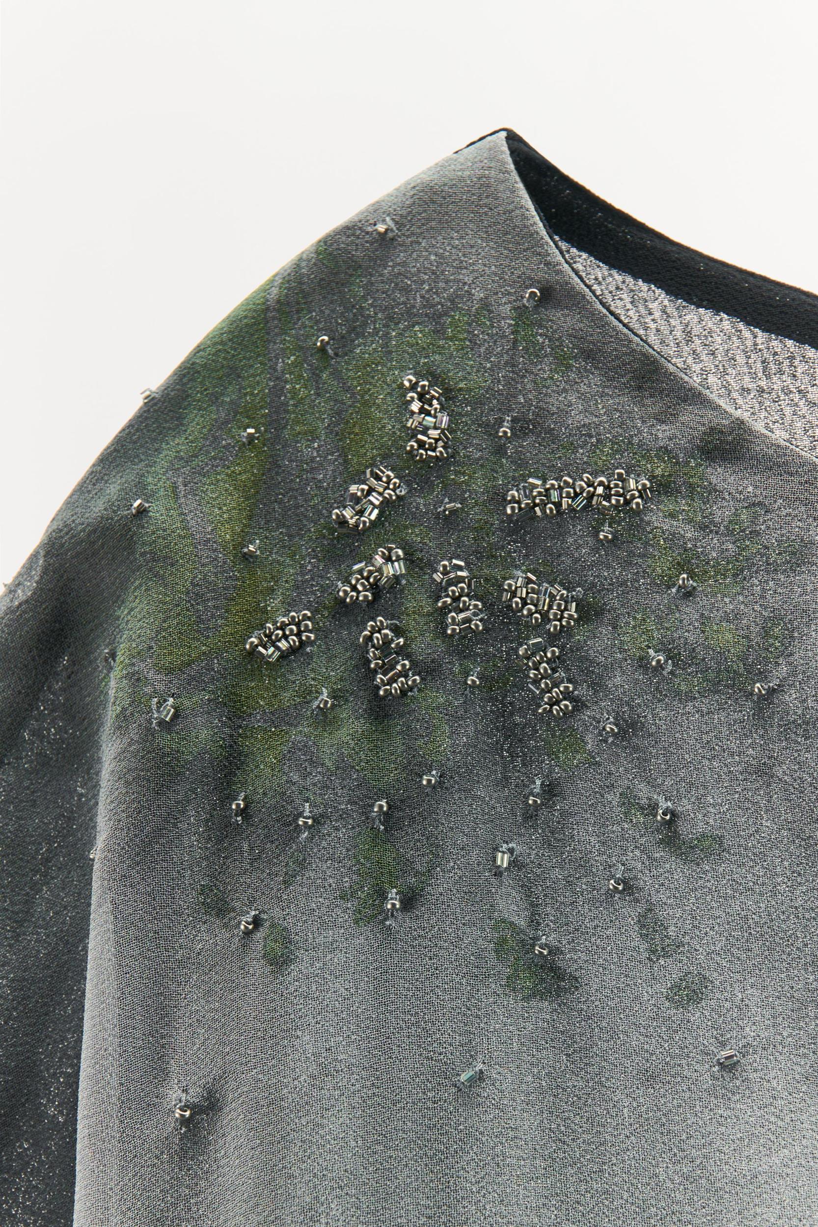 BEADED DRAPED DRESS Product Image