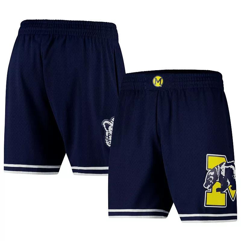 Men's Mitchell & Ness Navy Michigan Wolverines Team ID Vintage Logo Mesh Shorts, Size: Medium, Blue Product Image