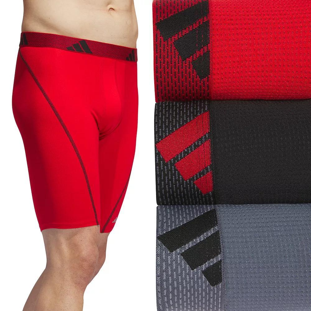 Men's adidas 3-pack Sport Performance Mesh Long-Leg Boxer Briefs, Size: XL, Red Black Onix Gr Product Image