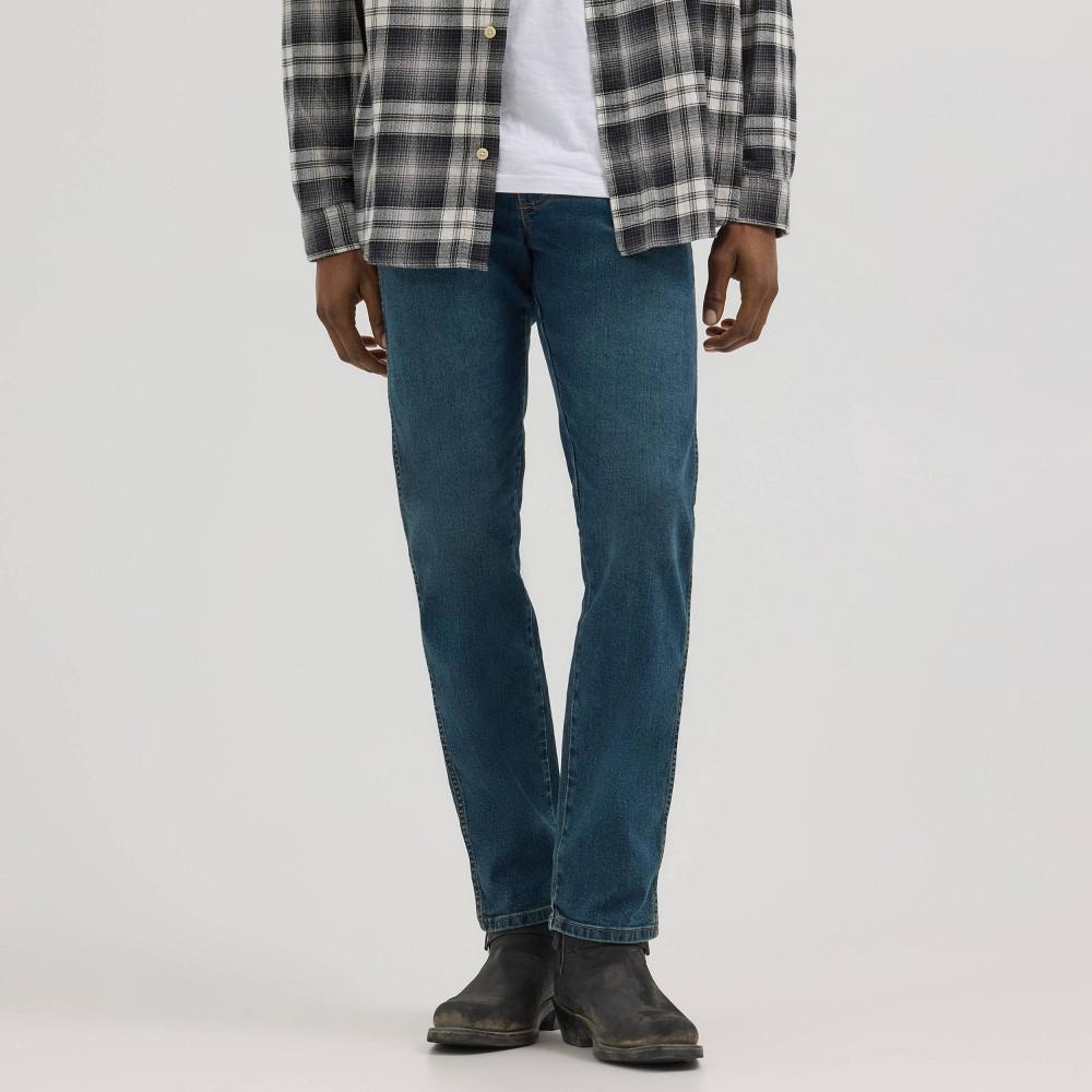 Wrangler Men's Relaxed Fit Straight Jeans - Dark Wash 38x32: Midweight Denim, Cotton Blend, Stretch, Mid Rise, Machine Washable Product Image