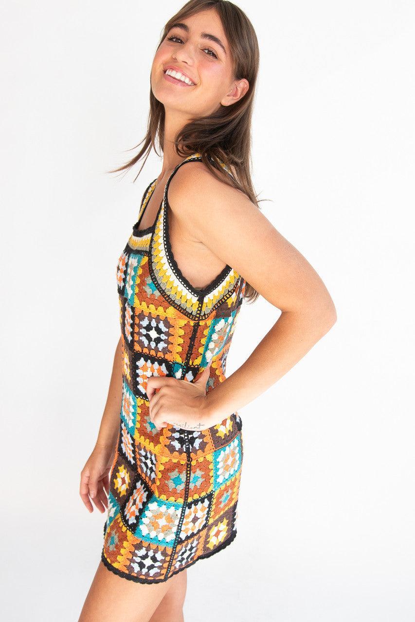 Crochet Granny Square Mini Dress Product Image