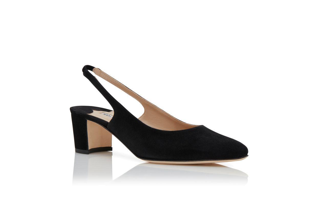ALLURASAN Black Suede Slingback Pumps  Product Image