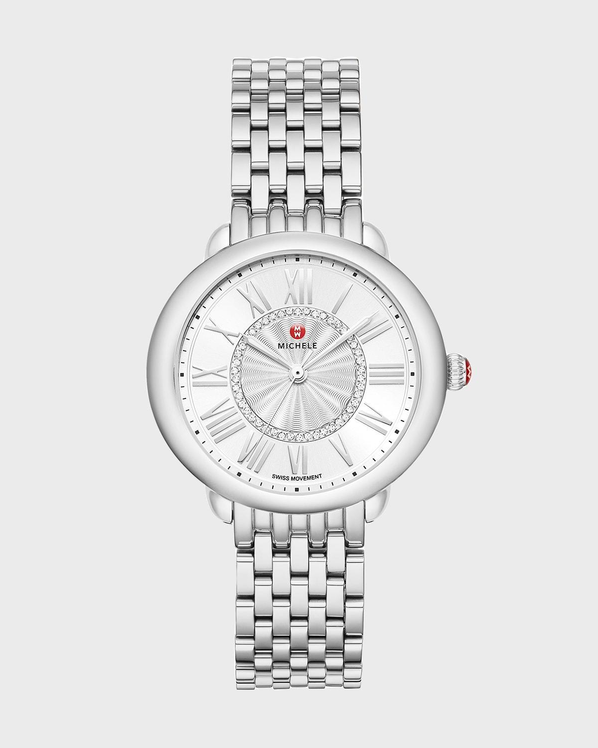 Serein Mid Diamond Dial Watch in Silver Product Image