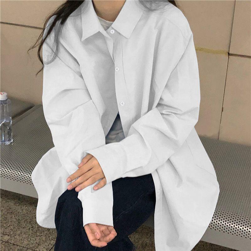 Long-Sleeve Plain Shirt Product Image