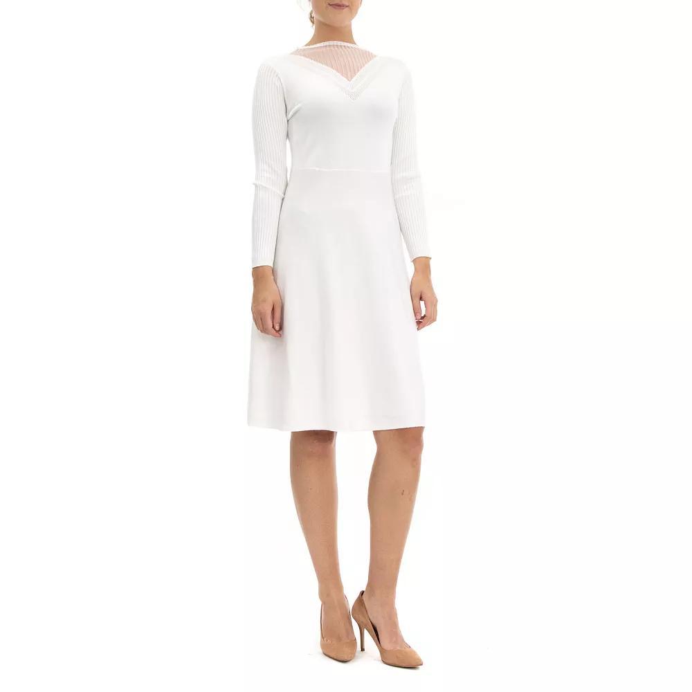 Women's Nina Leonard Mockneck Long Sleeve Sweater Dress, Size: Large, Ivory Product Image