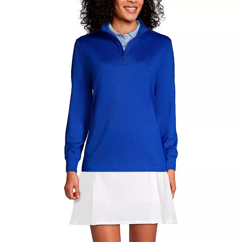 Womens Lands End Quarter Zip Pullover Blue Product Image