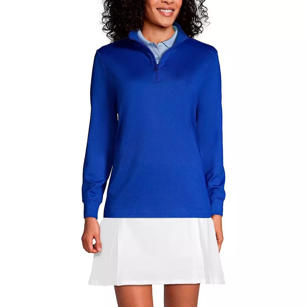 Womens Lands End Quarter Zip Pullover Blue Product Image
