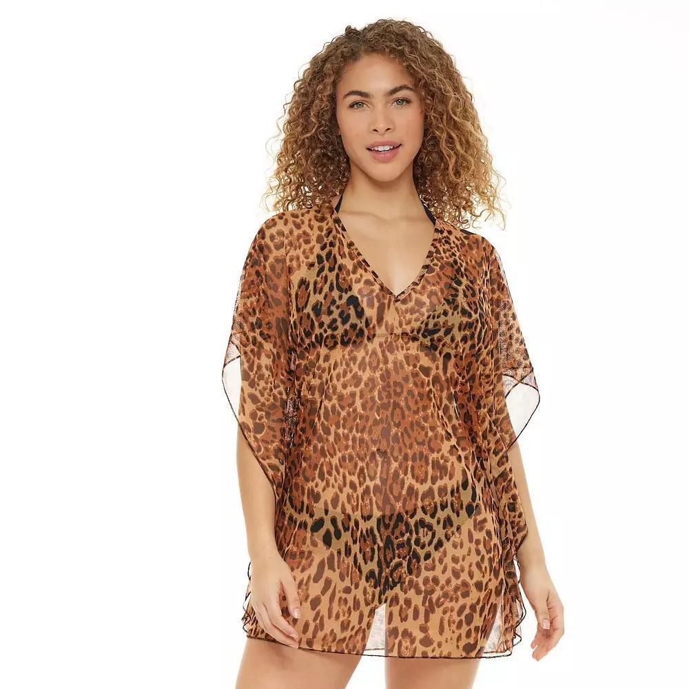Women's Jordan Taylor Animal Print Swim Cover-Up Caftan, Size: Medium, Zebra Grey Product Image
