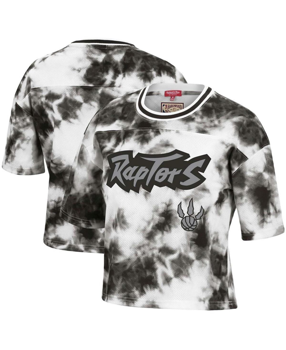 Women's Mitchell & Ness Black/White Toronto Raptors Hardwood Classics Tie-Dye Cropped T-Shirt, Size: XL, Rpt Black Product Image