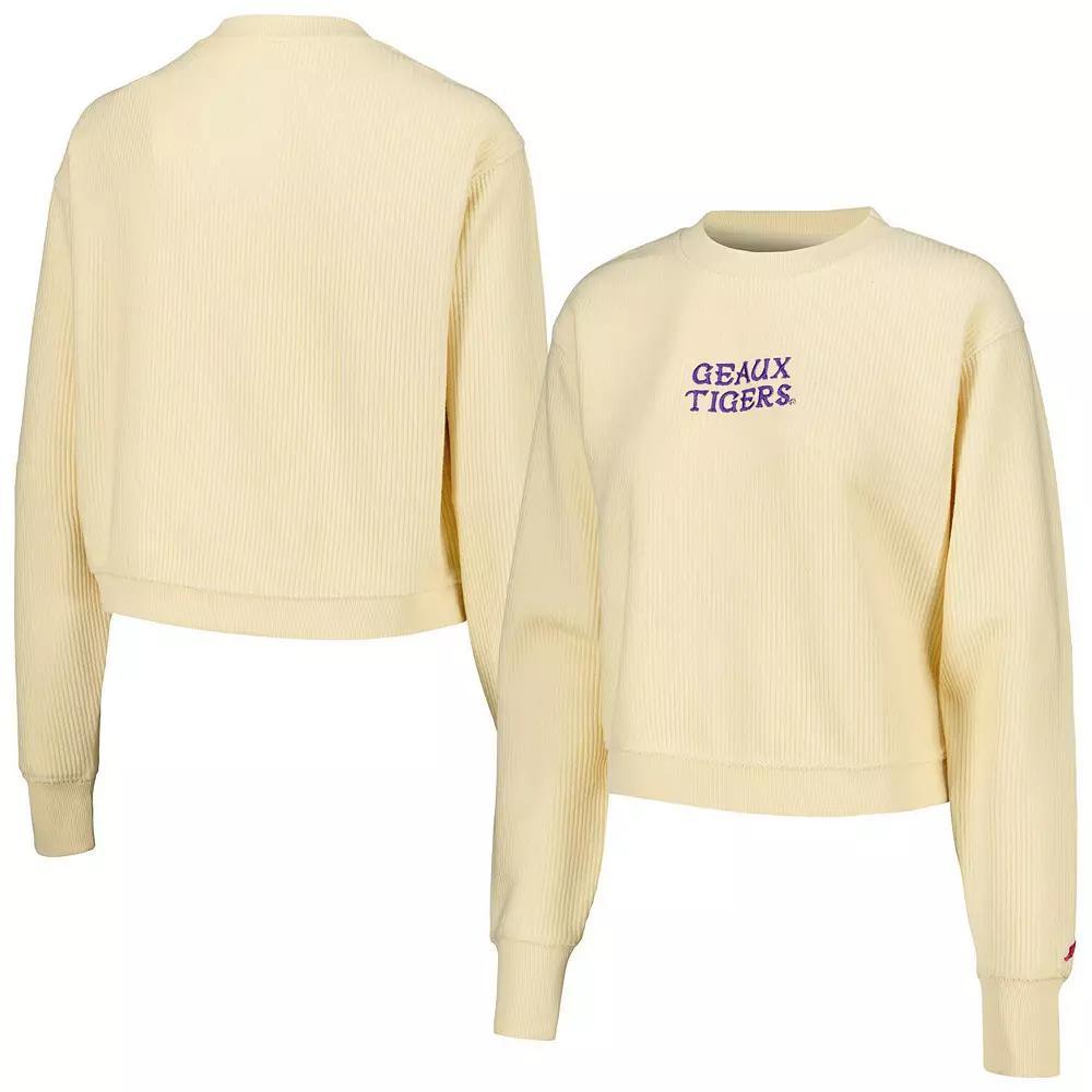 Women's League Collegiate Wear Cream LSU Tigers Timber Cropped Pullover Sweatshirt, Size: XL, Beige Product Image