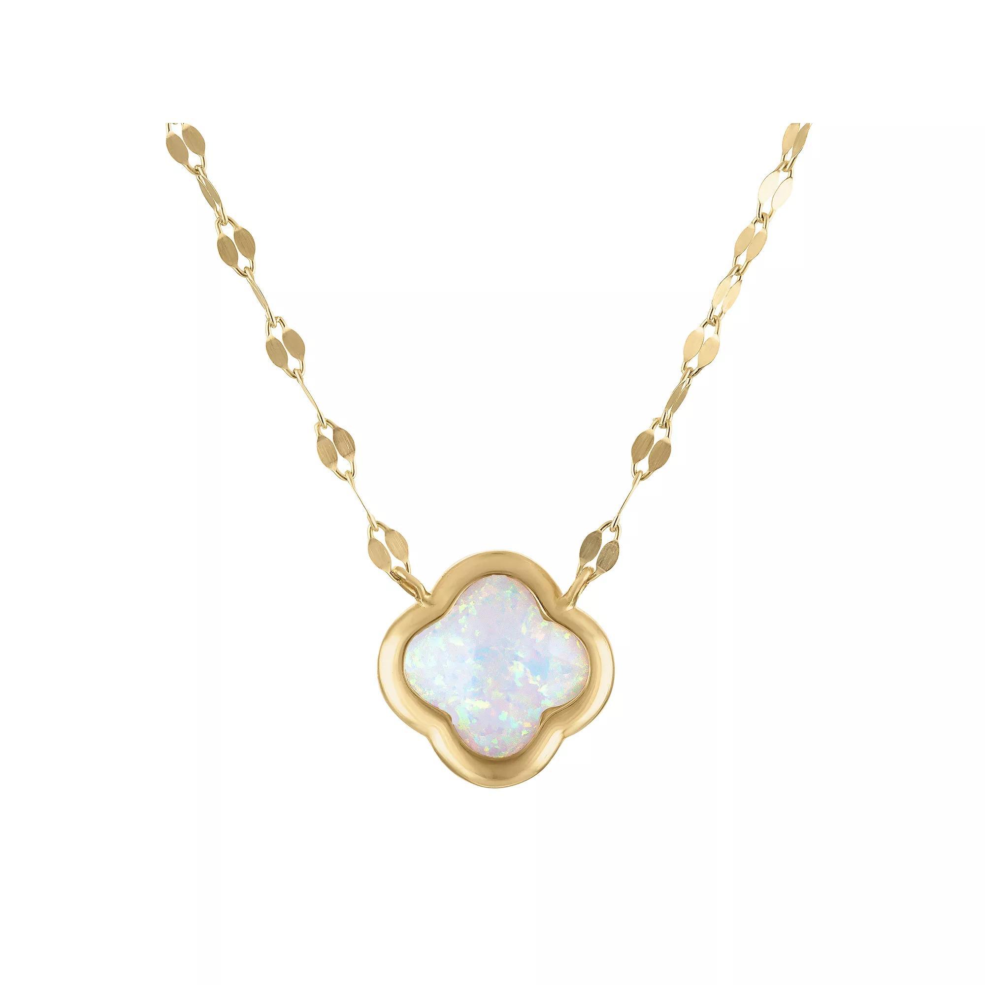Tiara 10k Gold Gemstone Clover Pendant Necklace, Women's, Size: 18", Created White Product Image