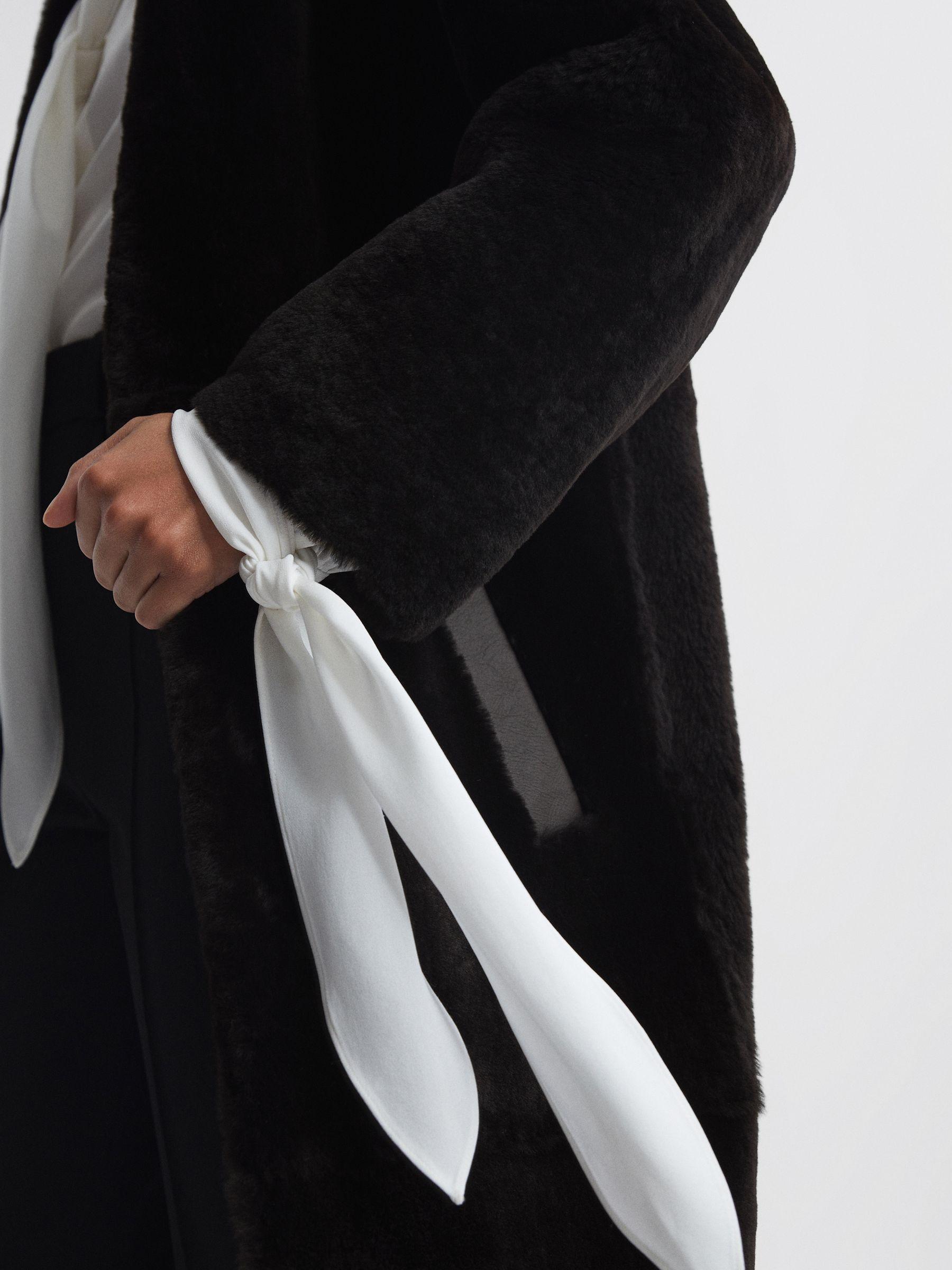 Reversible Leather Shearling Jacket in Chocolate Product Image