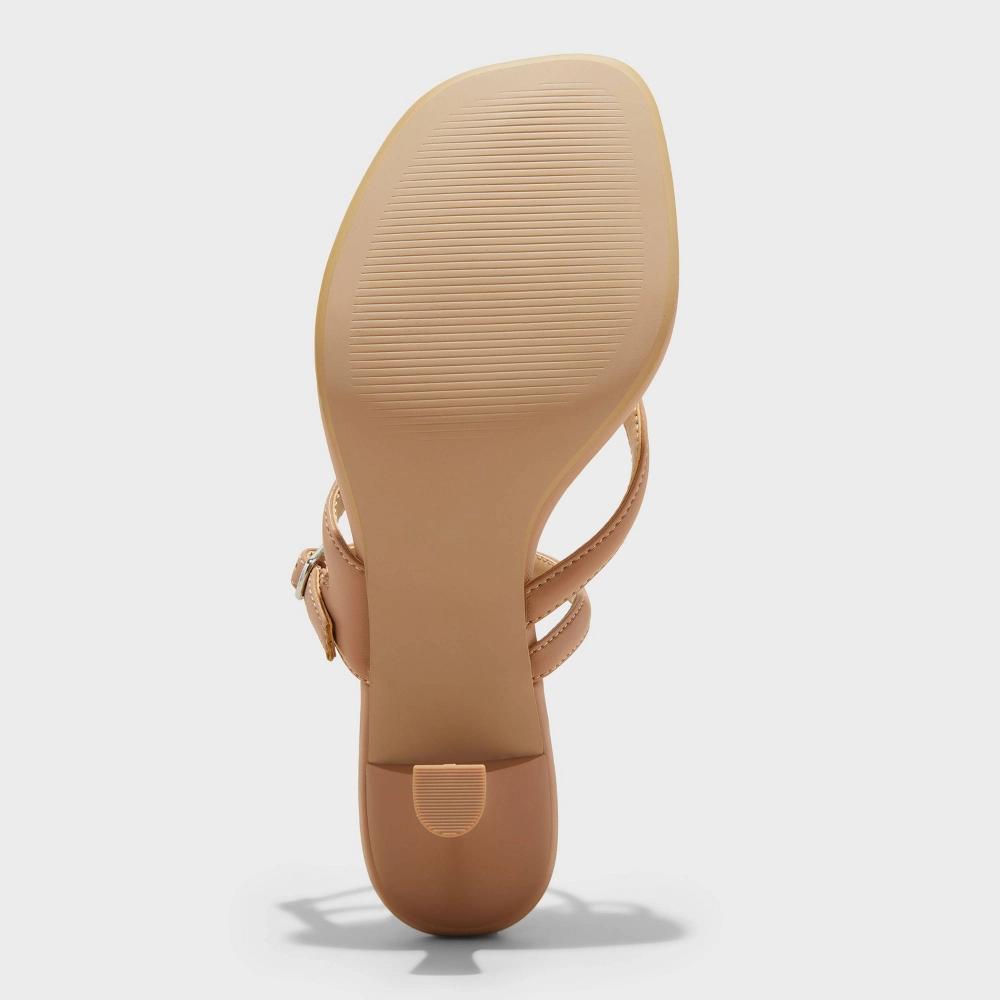 Women's Sayler Thong Heels - A New Day™ Tan 10: Slip On, Cushioned Insole, Faux Leather, Open Toe Product Image