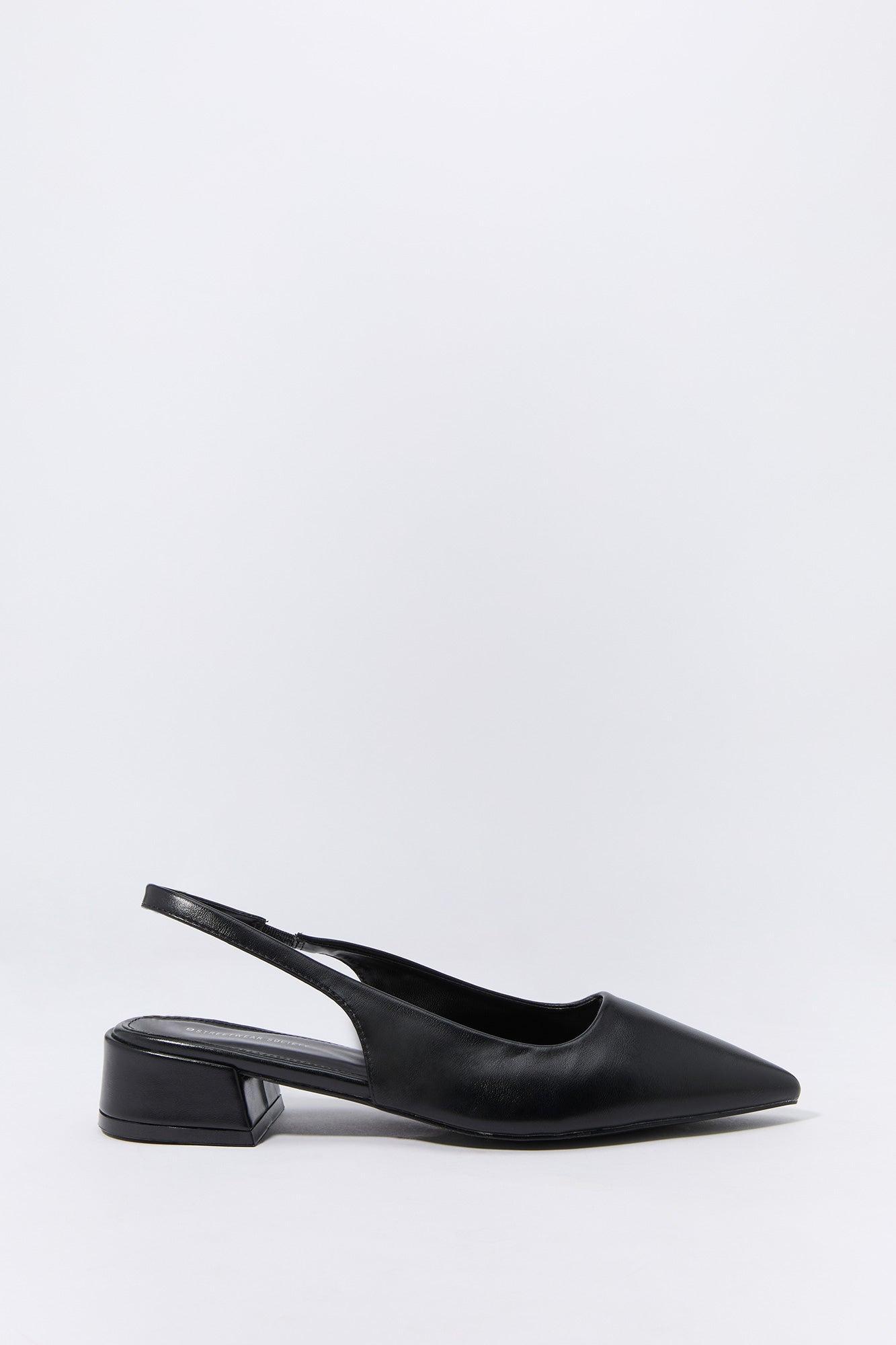 Faux Leather Slingback Low Heel Female Product Image