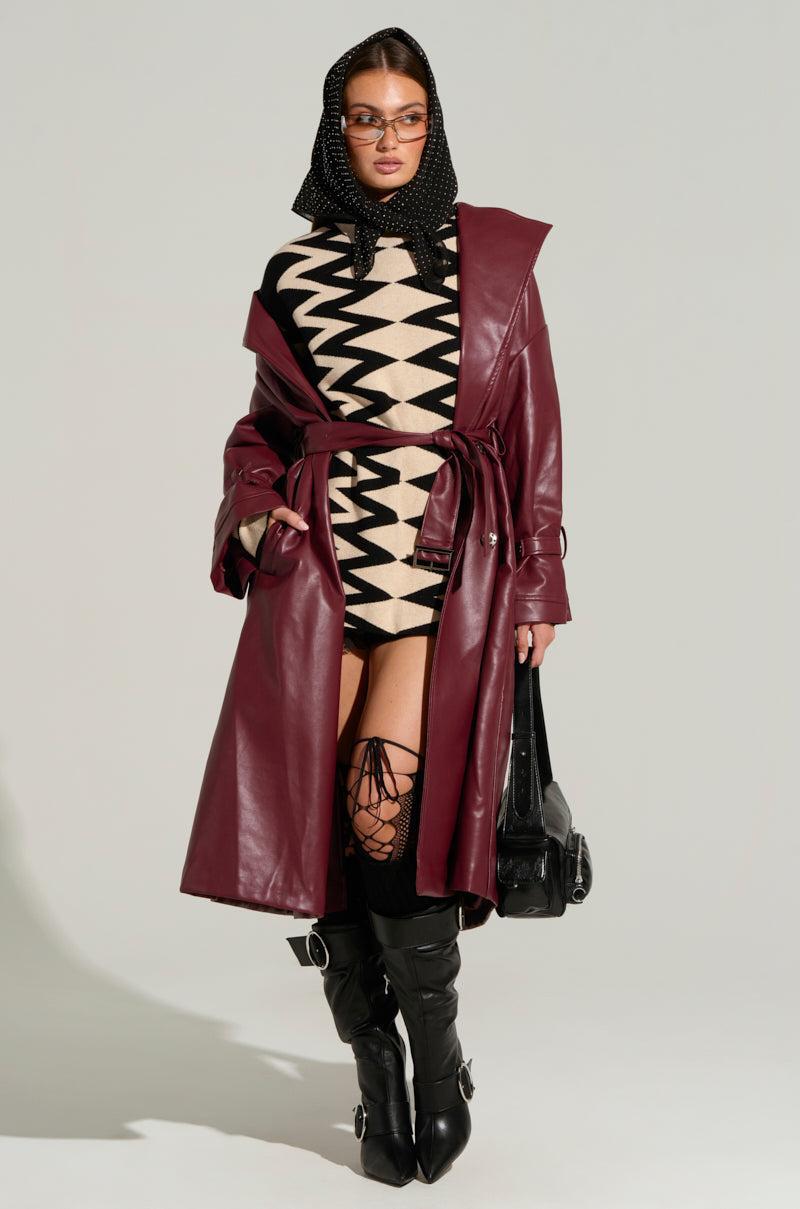 ALINNA FAUX LEATHER TRENCH Product Image