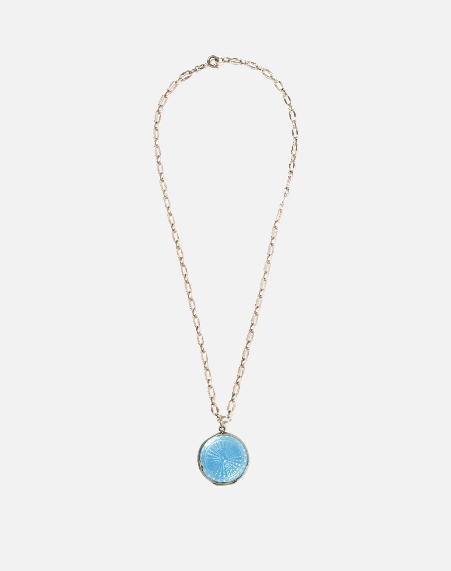 40s Sterling Guilloche Locket Necklace Female Product Image