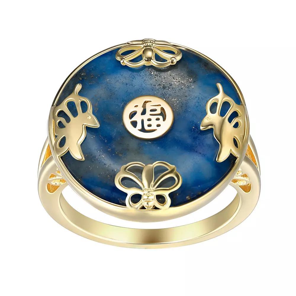 Dynasty Jade 18k Gold Over Silver Silver Lapis Lazuli Statement Ring, Women's, Gold Tone Product Image