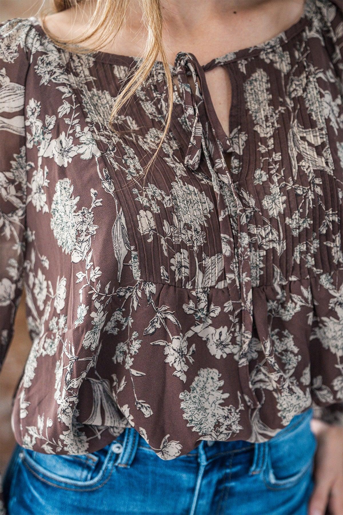 Brown Floral Print Tie Detail Blouse - FINAL SALE Female Product Image