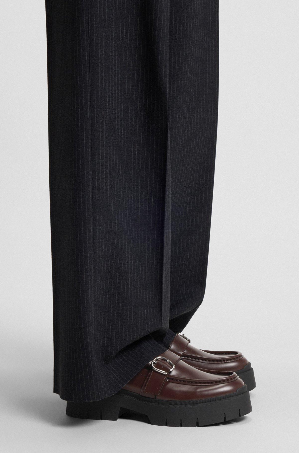 Leather loafers with buckled strap Product Image