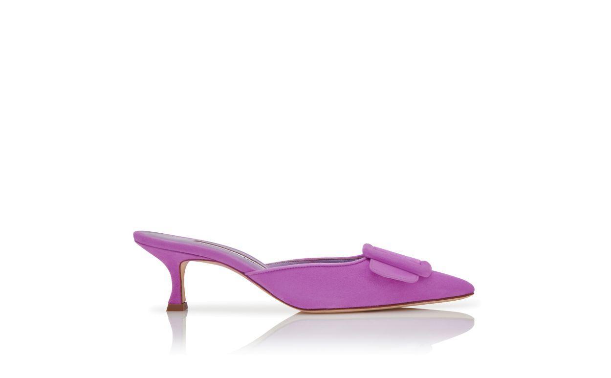 MAYSALE Purple Suede Buckle Detail Mules Product Image