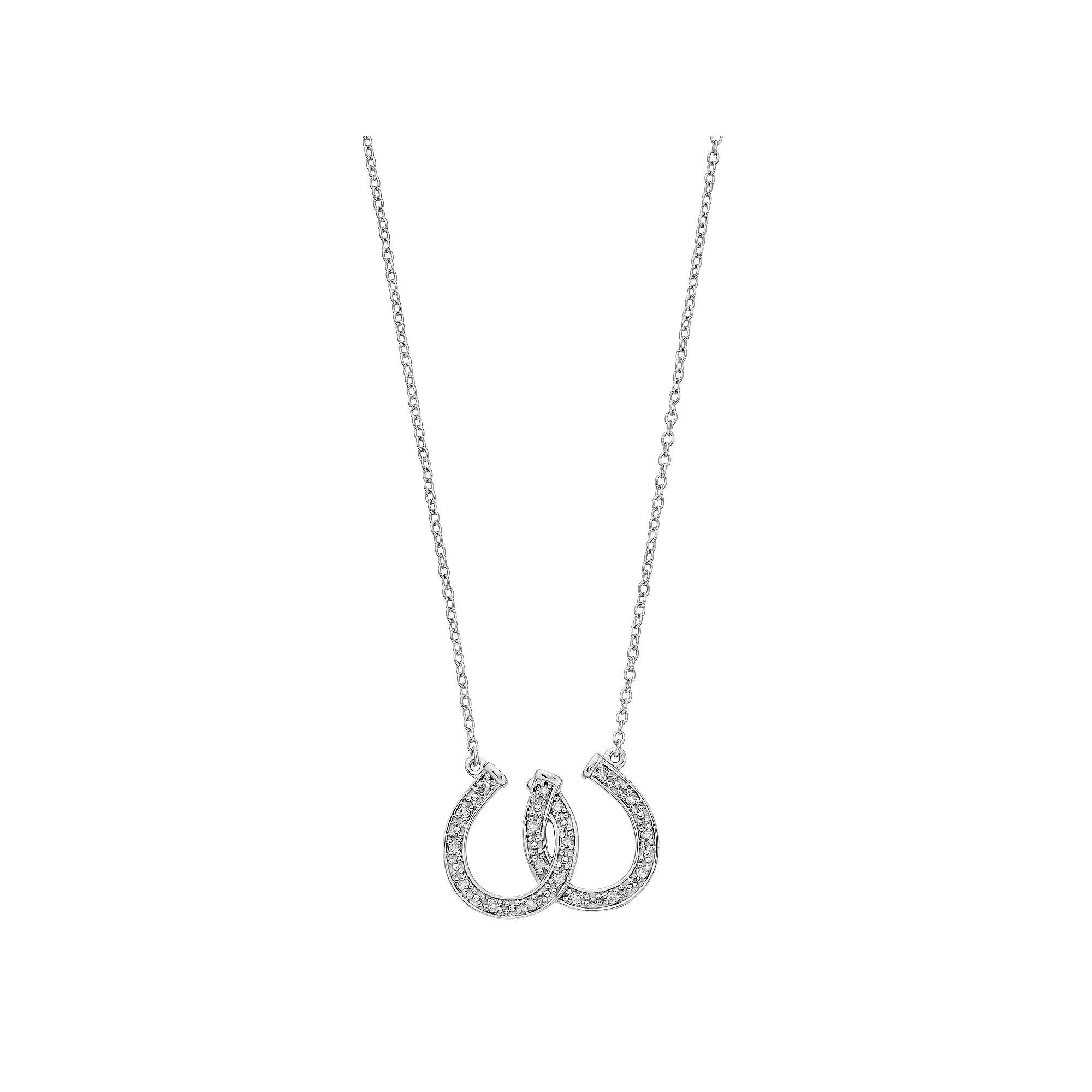 Gemminded Sterling Silver 1/10 Carat T.W. Horseshoe Pendant Necklace, Women's, Size: 18" Product Image