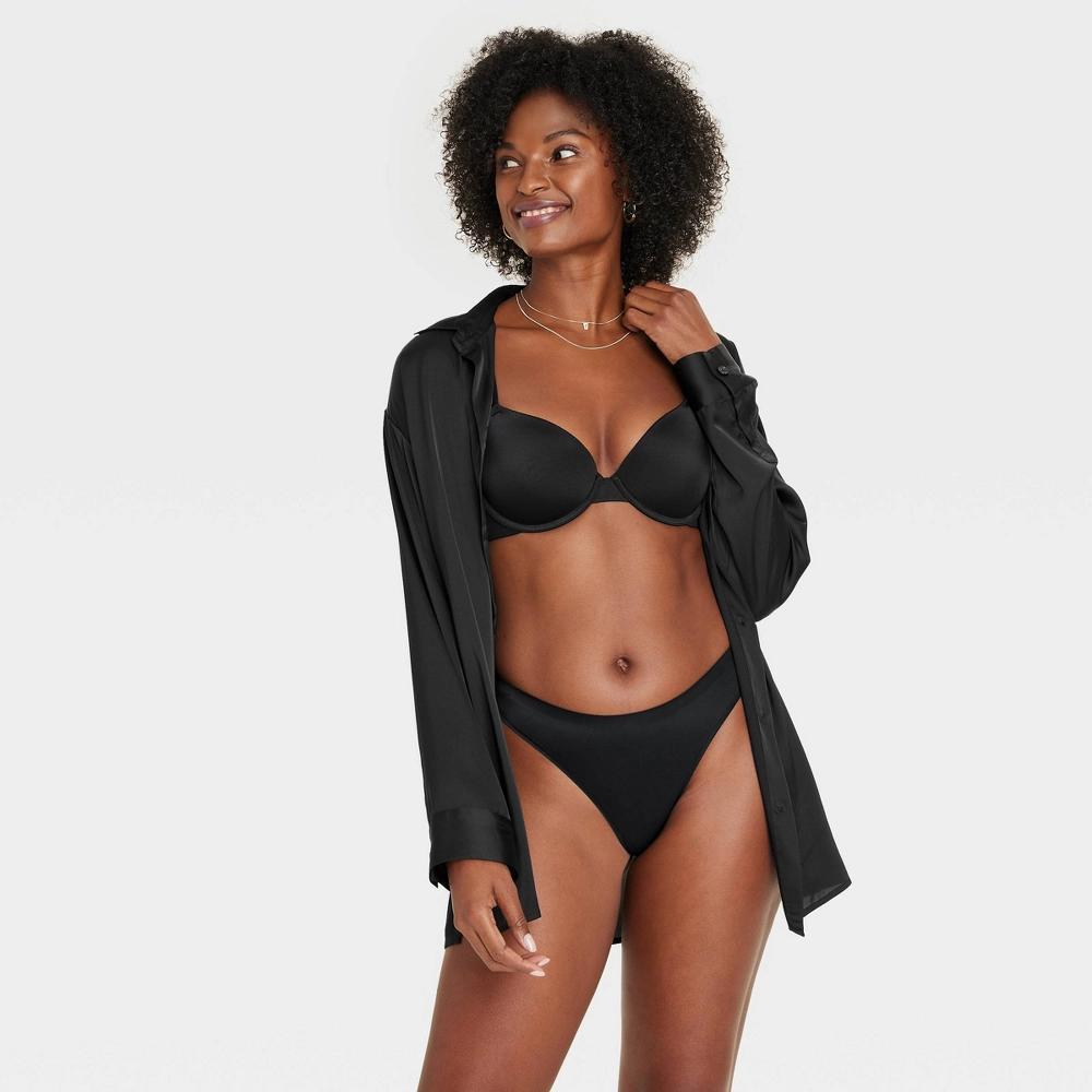 Women's Luxury Collection Bonded Invisible Edge Thong Underwear - Auden™ Black S: Midweight Knit Jersey, Cotton Gusset, Low Rise, Pull-On Product Image