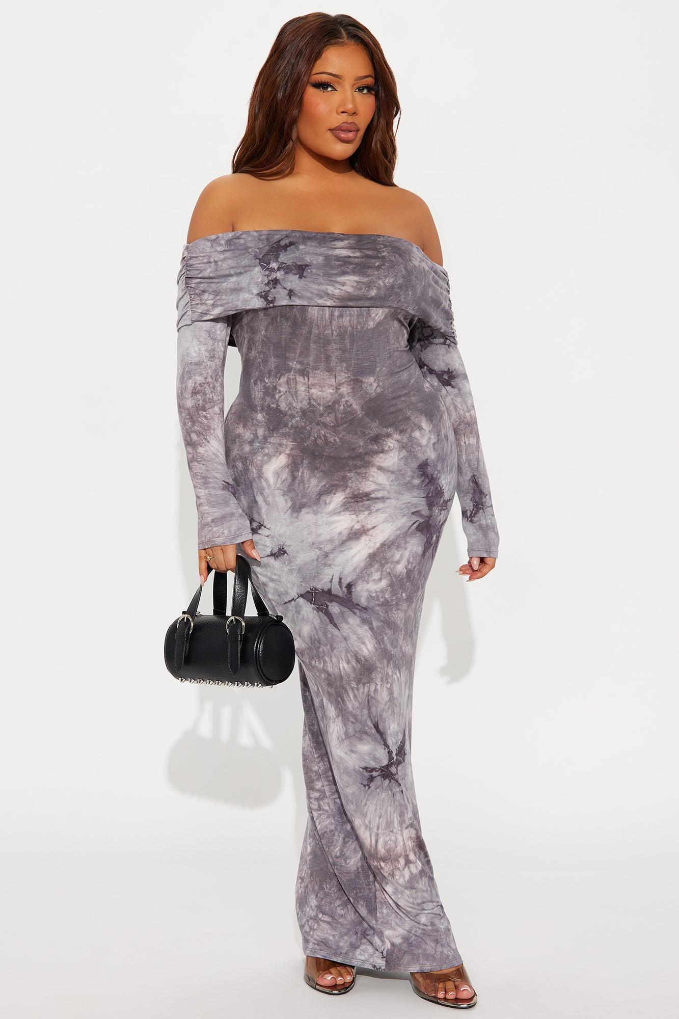 Stay A Bit Tie Dye Maxi Dress - Grey Product Image