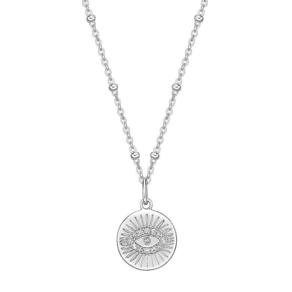 Gemminded Sterling Silver White Topaz Evil Eye Pendant Necklace, Women's, Size: 18" Product Image