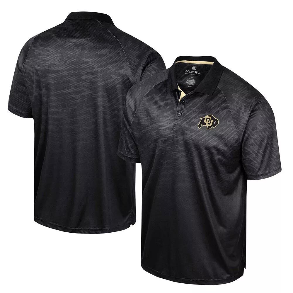 Men's Colosseum Black Colorado Buffaloes Honeycomb Raglan Polo, Size: 2XL Product Image