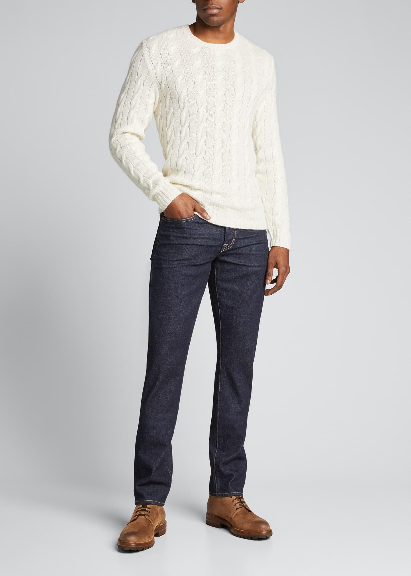 Cashmere Cable-Knit Crewneck Sweater, Cream Product Image