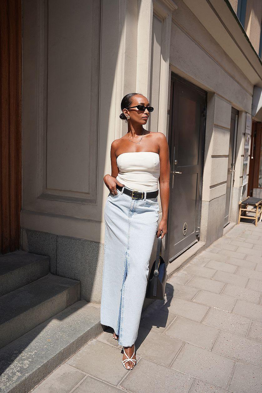 Denim Wide Maxi Skirt Product Image