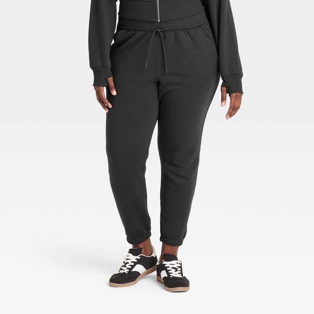 Women's Fleece High-Rise Jogger Sweatpants - All In Motion™ Black XL: Fit, Adjustable Waistband, Side Pocket Product Image