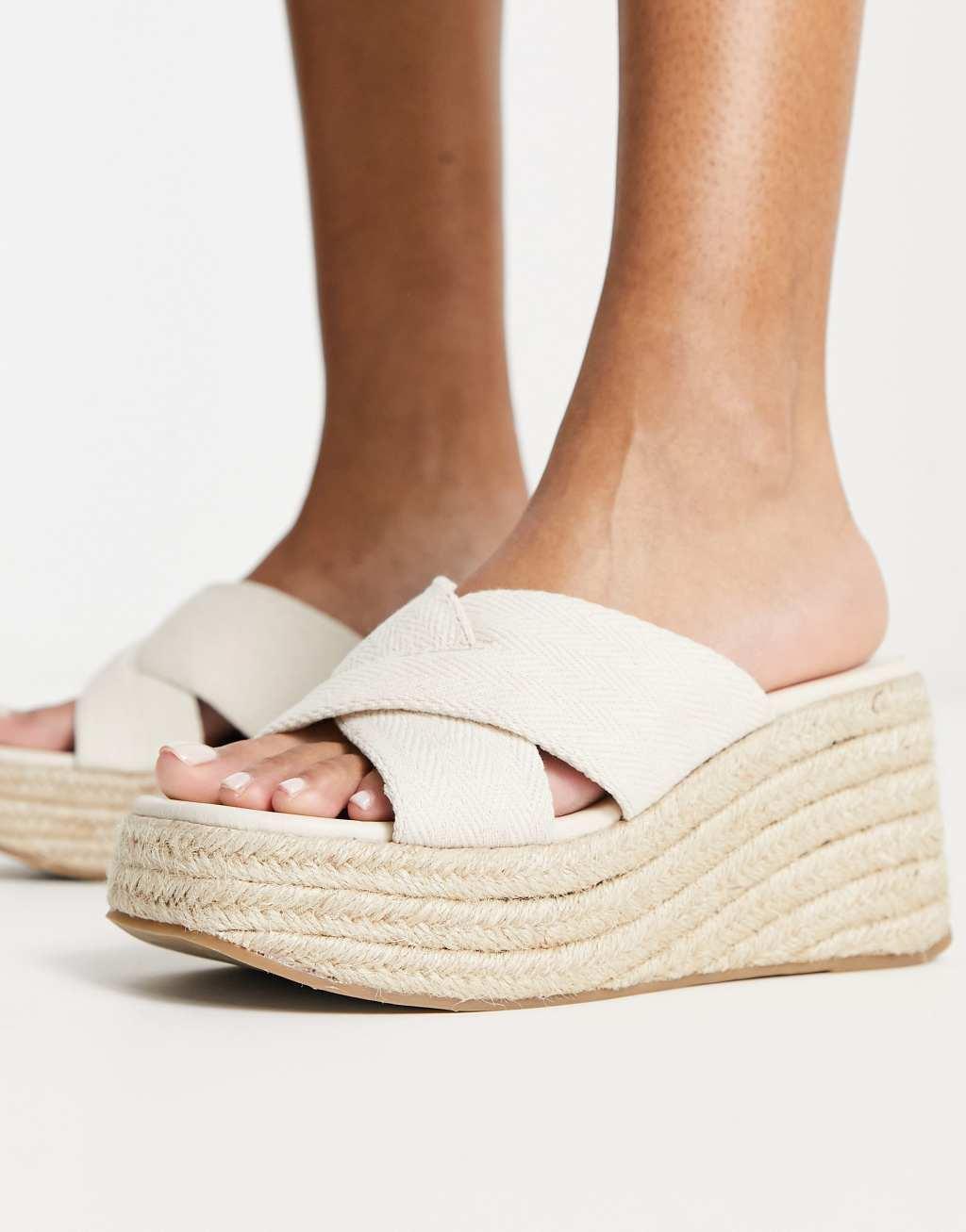 ASOS DESIGN Teddy 2 cross strap wedges Product Image